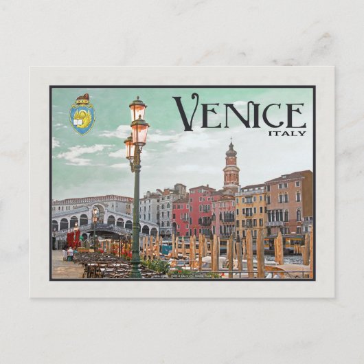 Venetië - Grand Canal en Rialto Bridge Briefkaart (Voorkant)