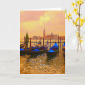 Venetië Grand Canal & Gondolas Italië Reiskunstwer Kaart (Gele Bloem)