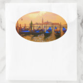 Venetië Grand Canal & Gondolas Italië Reiskunstwer Ovale Sticker (Tas)