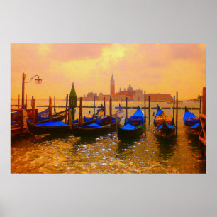 Venetië Grand Canal & Gondolas Italië Reiskunstwer Poster