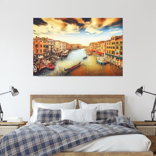 Venetië grand canal met gondolas canvas afdruk (Insitu (Slaapkamer))