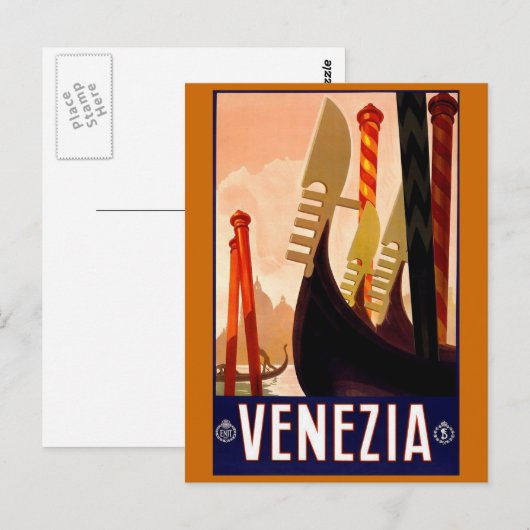 "Venetië"  Italiaanse reisposter Briefkaart (Voorkant / Achterkant)