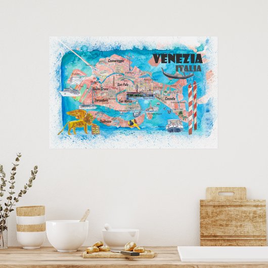 Venetië Italië Afbeelding met hoofdkanaalland Poster (Keuken)