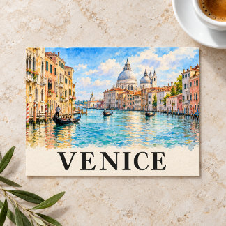 Venetië Italië Aquarel Grand Canal Gondel Briefkaart