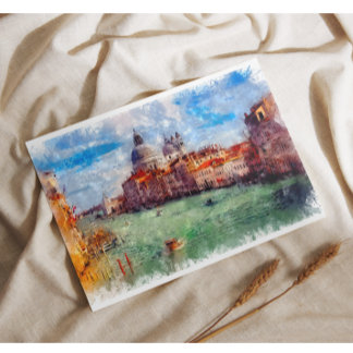 Venetië Italië AquarelReiskunst Feestdagenkaart