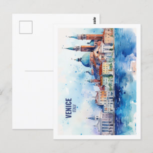 Venetië Italië Beroemde Reisplaats Waterverf Briefkaart