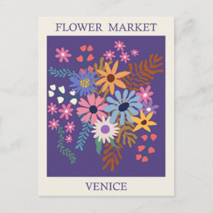  Venetië Italië Bloemenmarkt Reizen Briefkaart