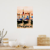 Venetië, Italië, boten op de haven van de stad, ol Poster (Keuken)