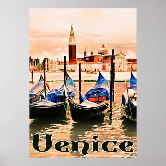 Venetië, Italië, boten op de haven van de stad, ol Poster (Voorkant)