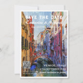 Venetië Italië Bruiloft Reizen Poster Stijl QR Cod Save The Date (Voorkant)
