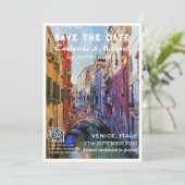 Venetië Italië Bruiloft Reizen Poster Stijl QR Cod Save The Date (Staand voorkant)