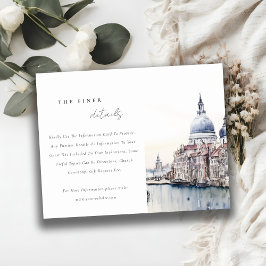 Venetië Italië Canals Waterverf bruiloft Details Informatiekaartje