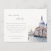 Venetië Italië Canals Waterverf bruiloft Details Informatiekaartje (Voorkant)