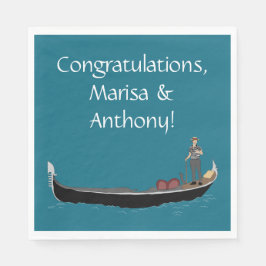 Venetië, Italië Gondel en gondelier turquoise blau Servet