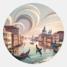 Venetië Italië Gondel Kanaal Aquarel Retro Reizen