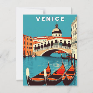 Venetië Italië Gondel Kanaal Vintage Briefkaart