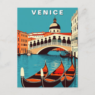 Venetië Italië Gondel Kanaal Vintage Briefkaart