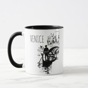 Venetië Italië Gondel Zwart en Wit Koffiemok Mok