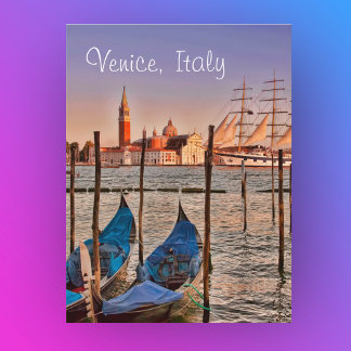 Venetië, Italië Gondels En Zeilboot Ansichtkaart Briefkaart