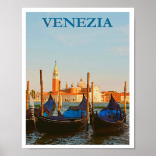 Venetië Italië Gondels Retro Vintage Reizen Poster