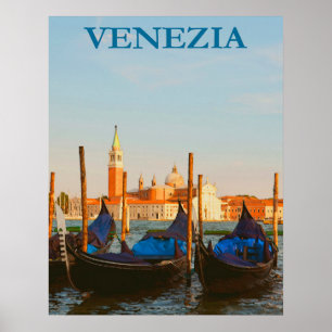 Venetië, Italië Gondola Boat Vintage Travel Poster