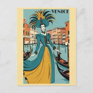  Venetië Italië Gondola Canal Carnaval Reizen Briefkaart