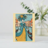 Venetië Italië Gondola Canal Carnaval Reizen Briefkaart (Staand voorkant)