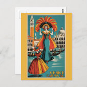  Venetië Italië Gondola Canal Carnaval Reizen Briefkaart (Voorkant / Achterkant)