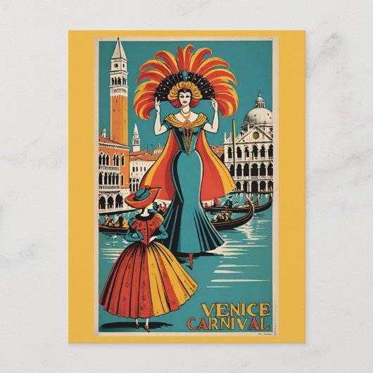 Venetië Italië Gondola Canal Carnaval Reizen Briefkaart (Voorkant)
