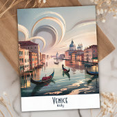 Venetië Italië Gondola Canal Waterverf Retro Reize Briefkaart