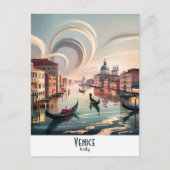 Venetië Italië Gondola Canal Waterverf Retro Reize Briefkaart (Voorkant)