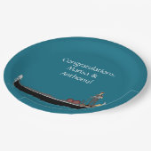 Venetië, Italië Gondola en Gondolier Blauwgroen Bl Papieren Bordje (Gekanteld)