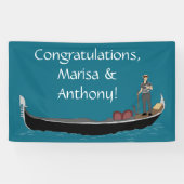 Venetië, Italië Gondola en Gondolier Blauwgroen Bl Spandoek (Horizontaal)