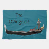 Venetië, Italië Gondola en Gondolier Blauwgroen Bl Theedoek (Horizontaal)