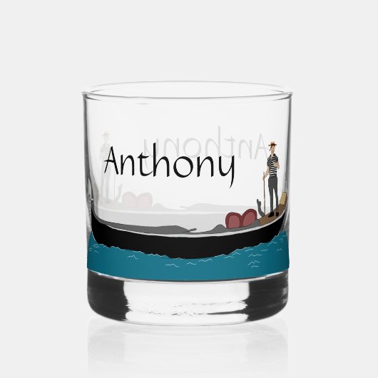 Venetië, Italië Gondola en Gondolier gepersonalise Whisky Glas (Voorkant)