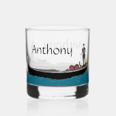 Venetië, Italië Gondola en Gondolier gepersonalise Whisky Glas (Achterkant)