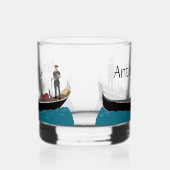 Venetië, Italië Gondola en Gondolier gepersonalise Whisky Glas (Links)
