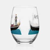 Venetië, Italië Gondola en Gondolier gepersonalise Wijnglas Zonder Voet (Rechts)