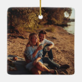 Venetië, Italië Gondola Silhouette Aangepaste Foto Keramisch Ornament (Achterkant)