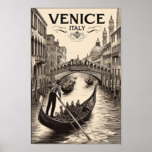 Venetië Italië Gondola Travel Poster