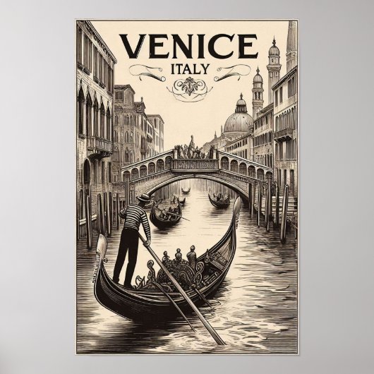  Venetië Italië Gondola Travel Poster (Voorkant)