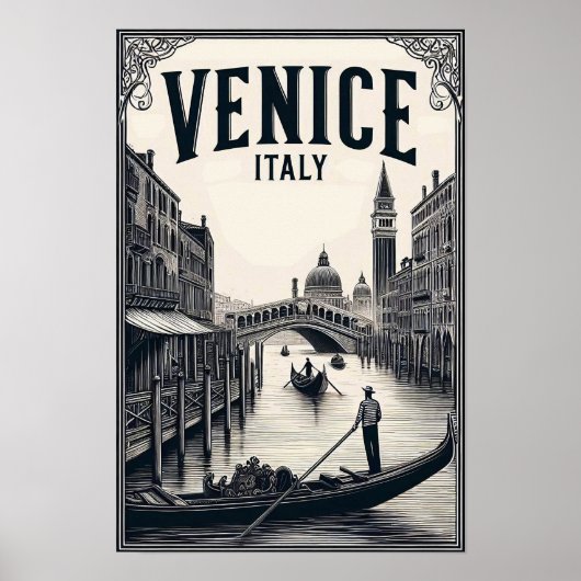  Venetië Italië Gondola Travel Poster (Voorkant)