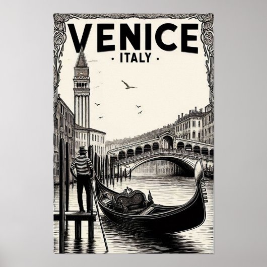 Venetië Italië Gondola Travel Poster (Voorkant)