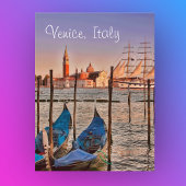 Venetië, Italië, Gondolas en Briefkaart met een ze
