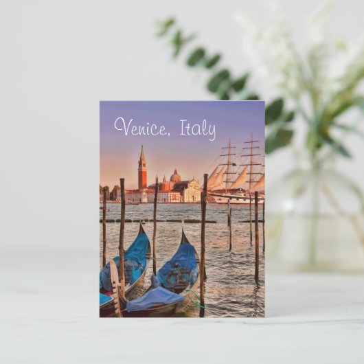 Venetië, Italië, Gondolas en Briefkaart met een ze (Staand voorkant)