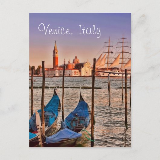 Venetië, Italië, Gondolas en Briefkaart met een ze (Voorkant)