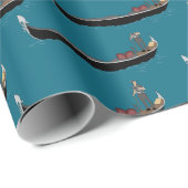 Venetië, Italië Gondolas en Gondoliers Blauwgroen  Cadeaupapier (Rol Hoek)