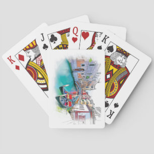 Venetië Italië Handgetekend Landschap Pokerkaarten