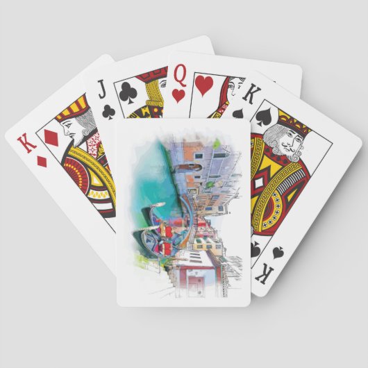Venetië Italië Handgetekend Landschap Pokerkaarten (Achterkant)