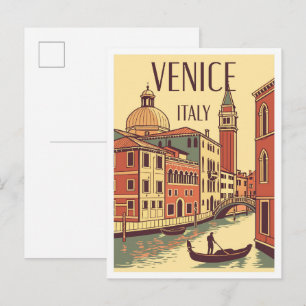 Venetië Italië Illustratie Kunst vintage Reizen Briefkaart